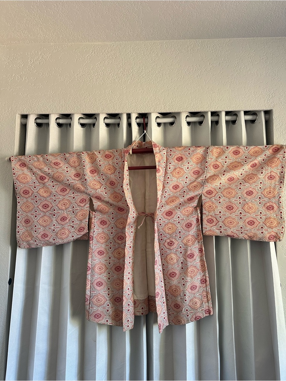 Women's Pink Patterned Kimono Robe Haori